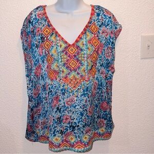 Savanna Jane Blue and Pink Floral Blouse